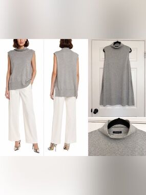 Lafayette 148 New York Cashmere Silk Blend Sleeveless Sweater PTP 22”